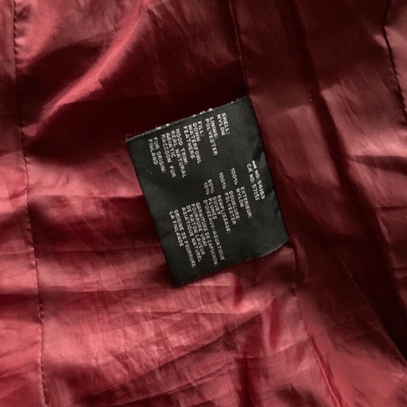 Andew Marc Rissa Burgundy Red Maroon Raccoon Fur Trim Hood Down Winter Coat XS - Picture 7 of 11